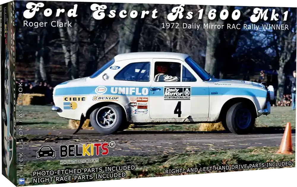 Belkits Ford Escort RS1600 Mk 1 1972 Roger Clark Scale 1/24