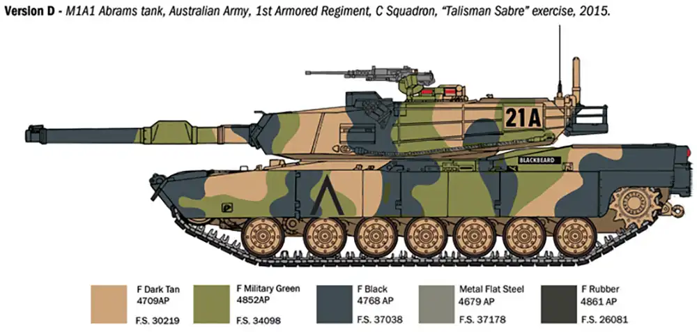 Italeri M1A1 Abrams Tank U.S. Military Model Kit Scale 1:35