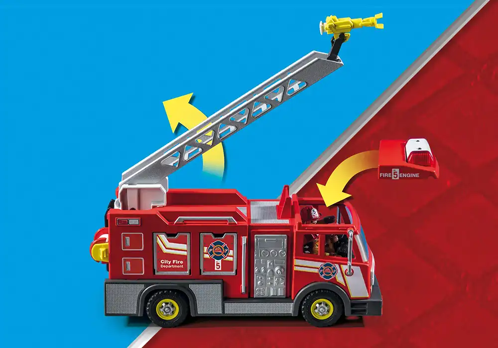 Playmobil City Action Fire Engine With Flashing Lights Vehicle Playset ...