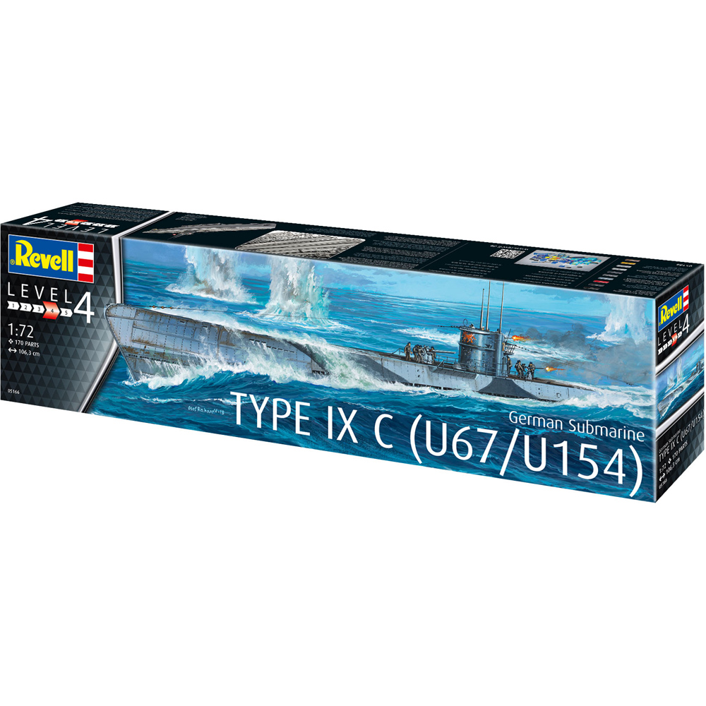 Revell German Type IX C (U67/U154) Submarine Model Kit - Scale 1:72 ...